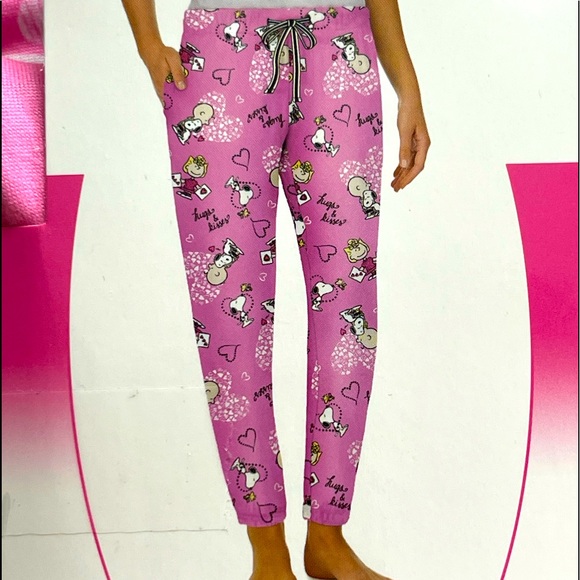NWT Peanuts Joggers Sleepwear Pink Pants Pockets Women Plus Size 2X - Picture 3 of 5